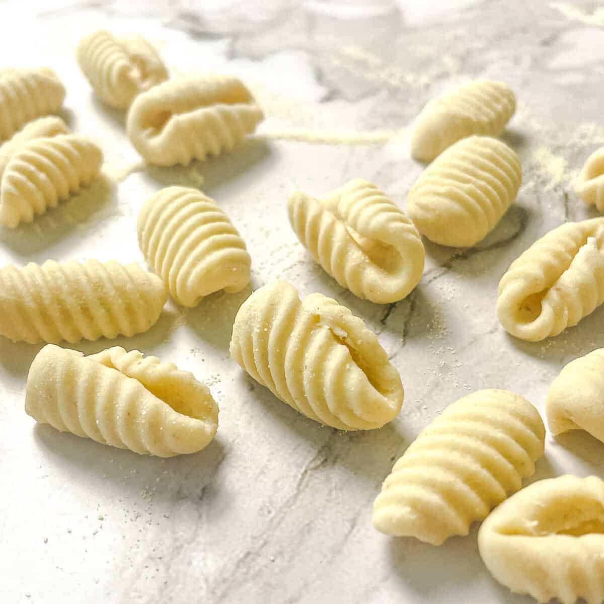 handmade cavatelli on counter