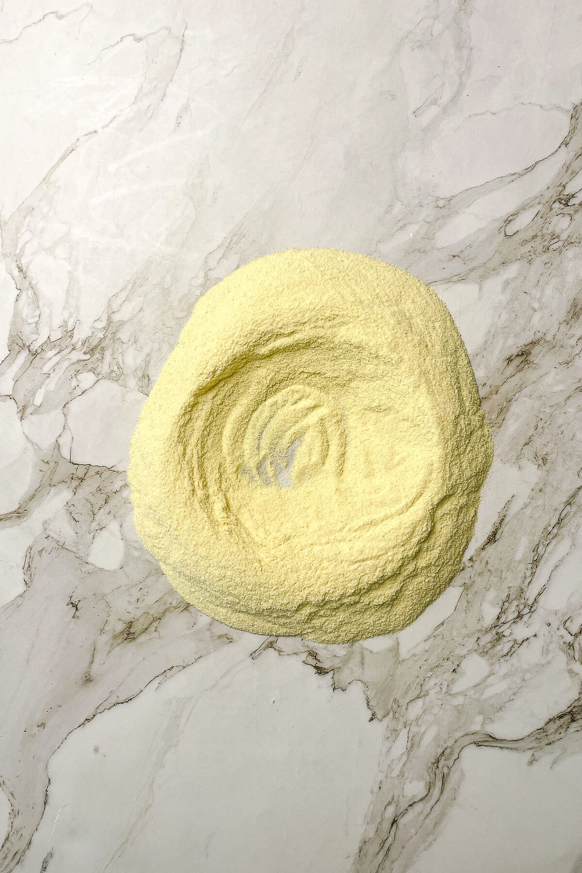semolina flour on counter