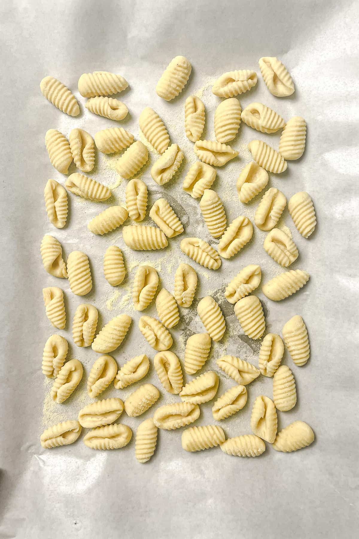sheet pan filled with cavatelli