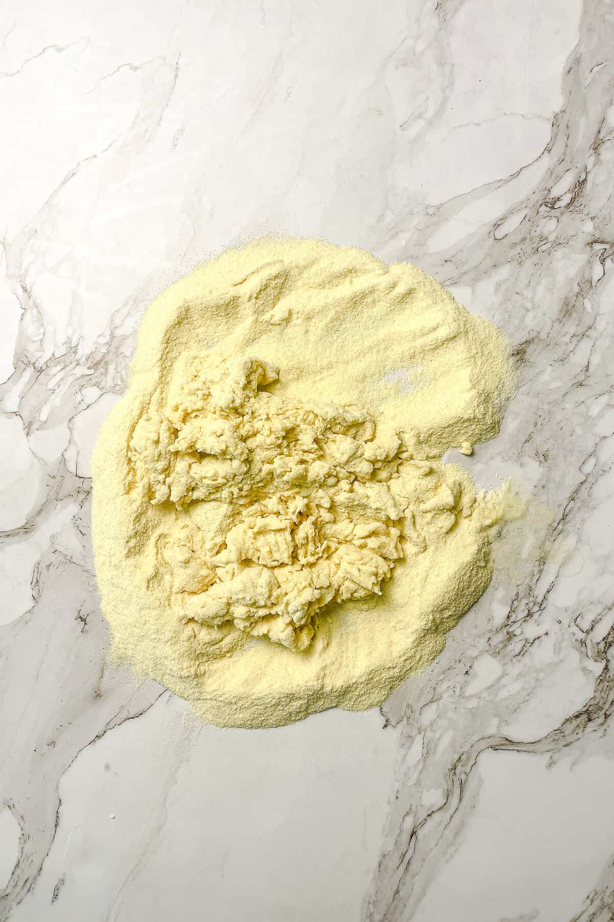 semolina flour on counter