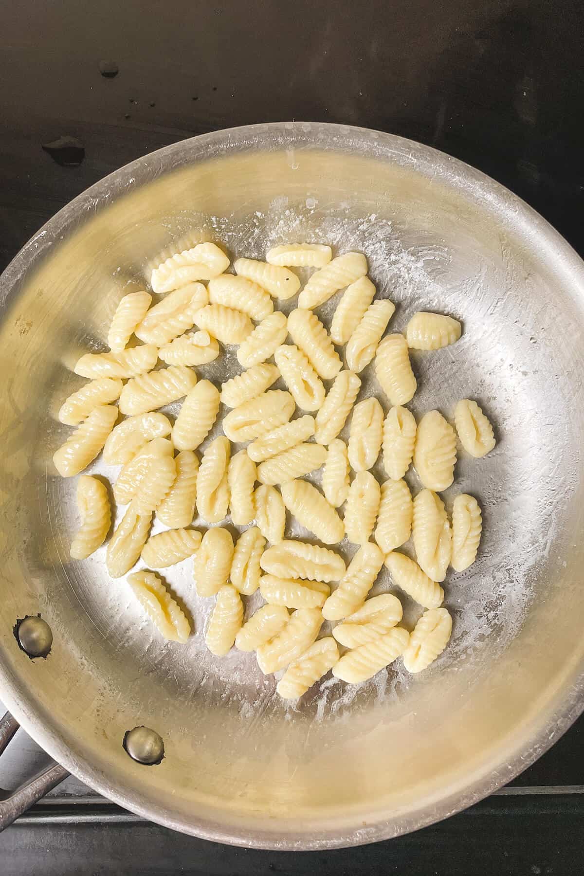 cavatelli in a pan with butter