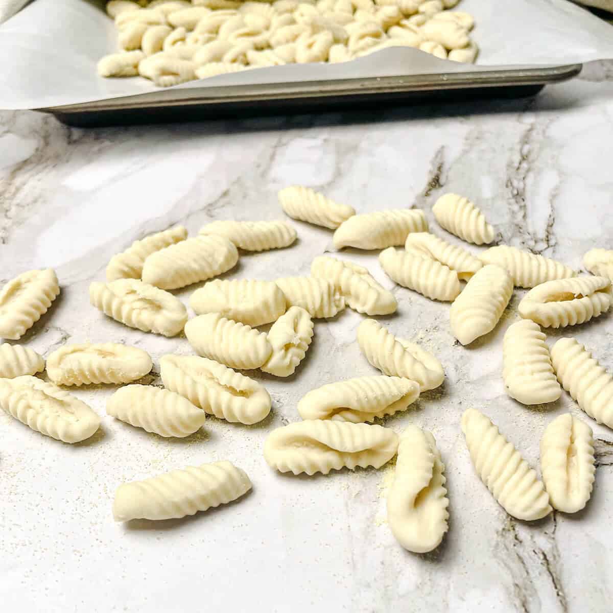 handmade cavatelli on a counter