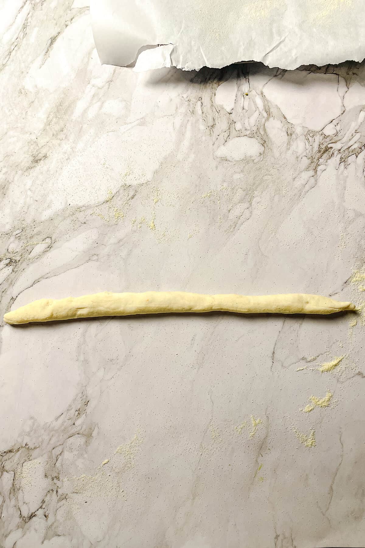 dough log on a counter