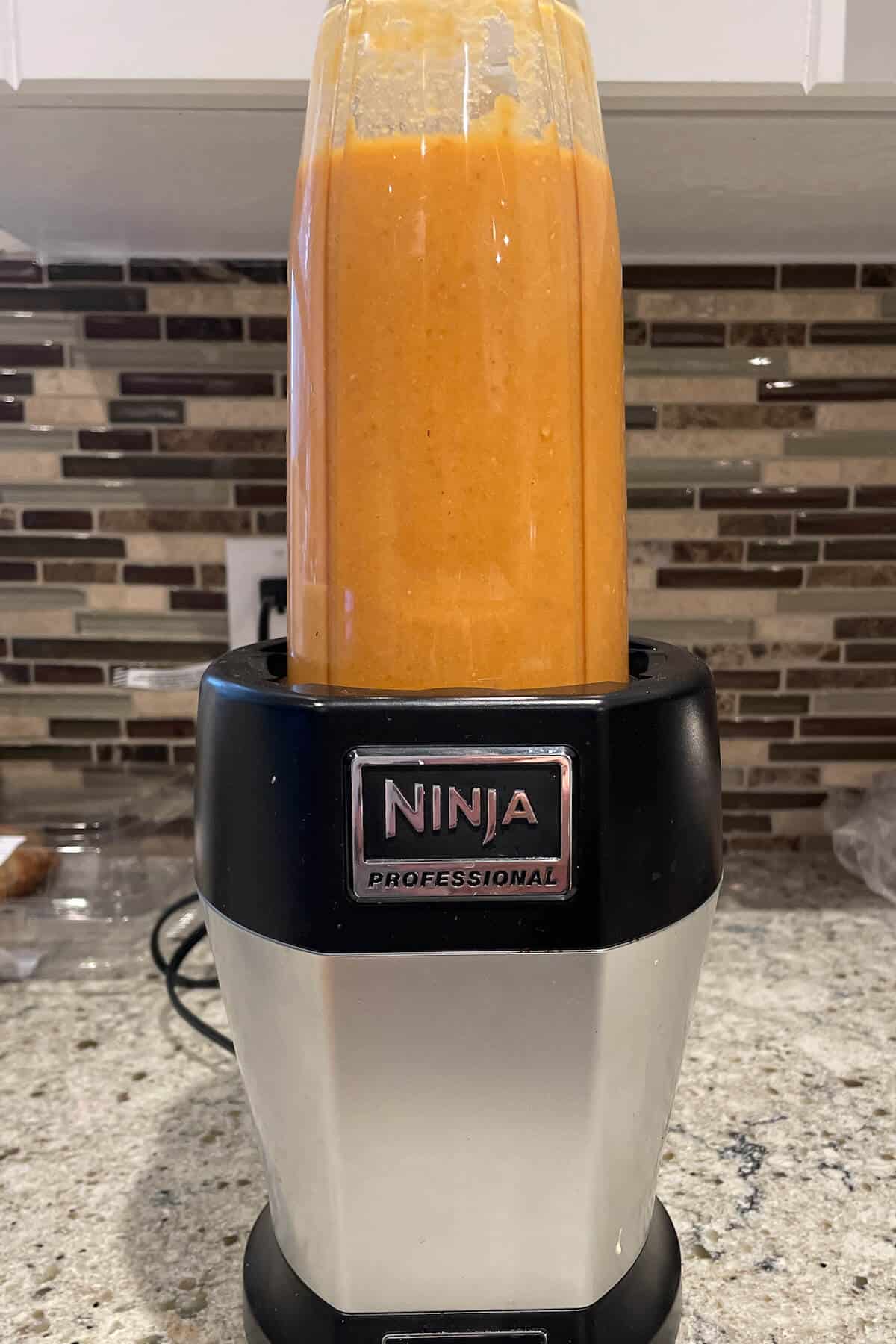 blender with chickpea and cavatelli soup