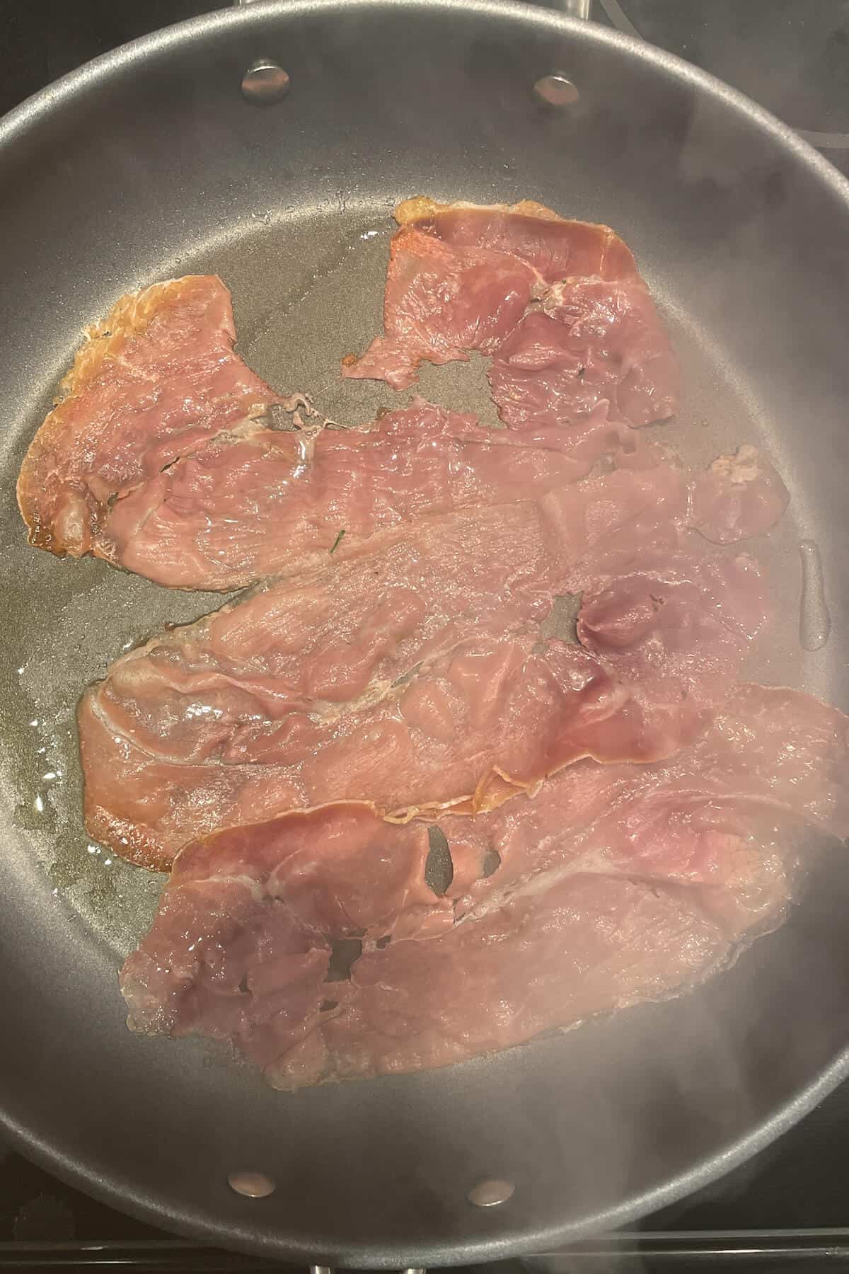 frying prosciutto is a pan
