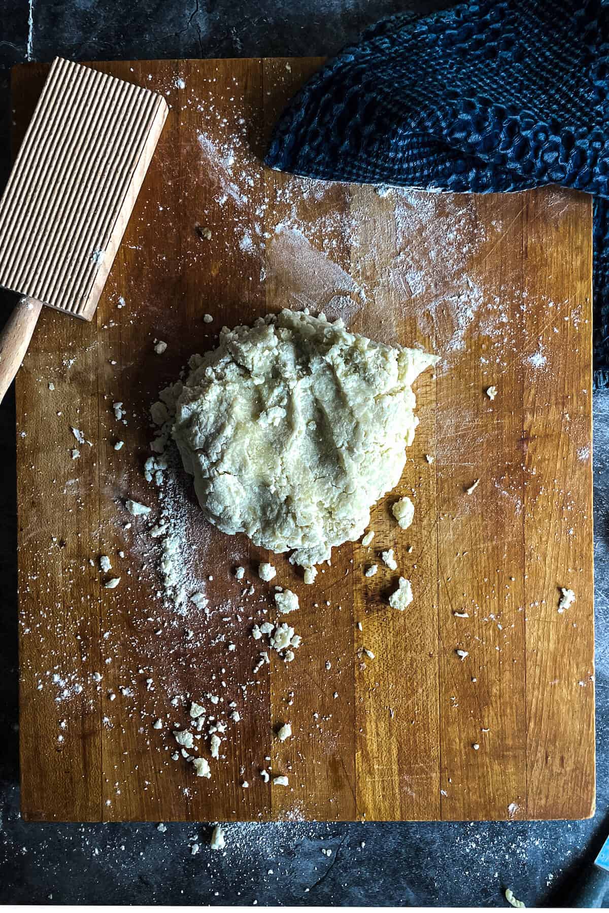 gnocchi dough on a cutting board
