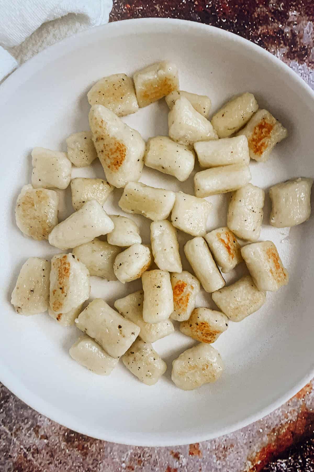 pan fried gnocchi in a bowl