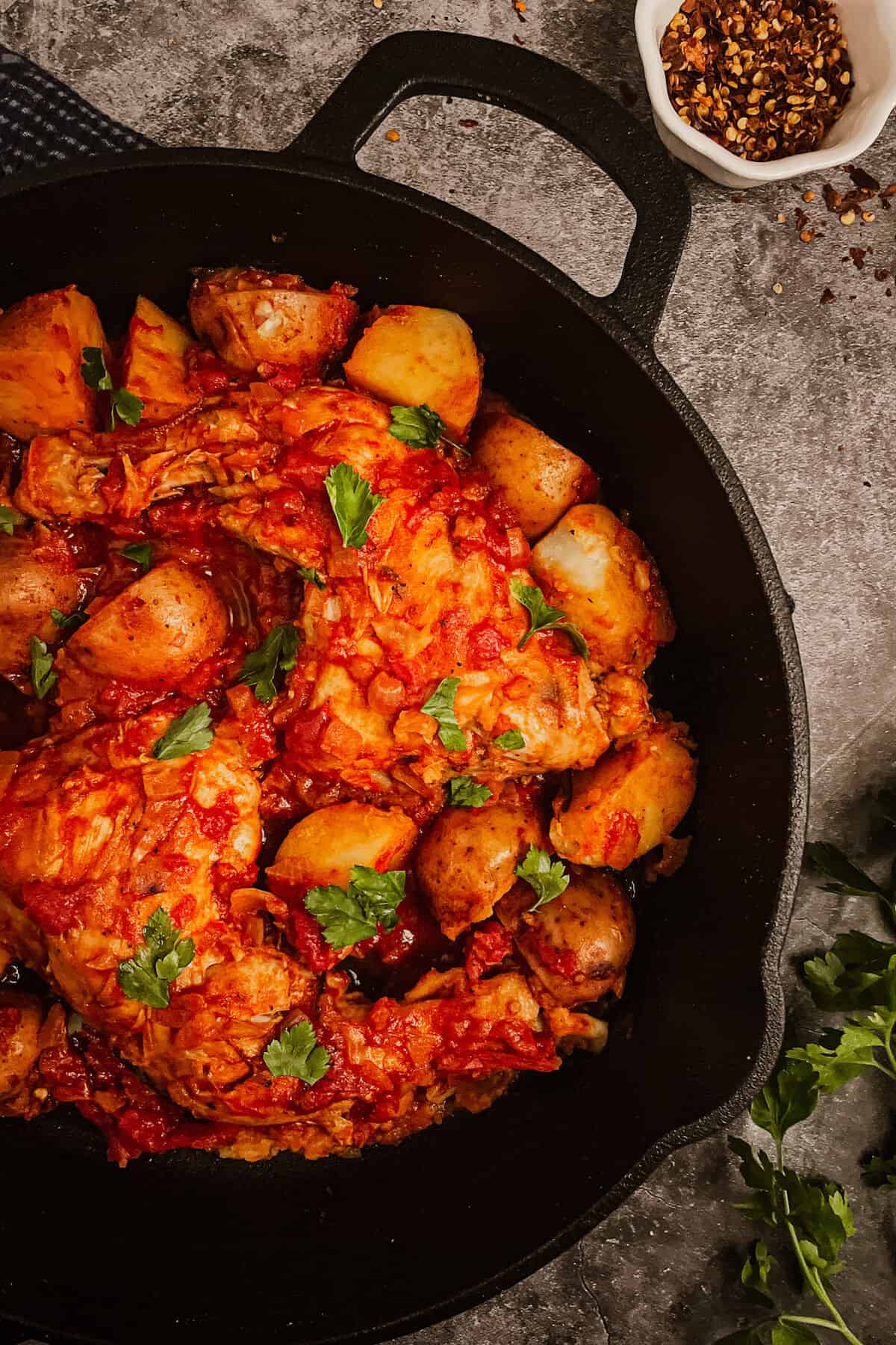 spicy calabran chicken in a pan