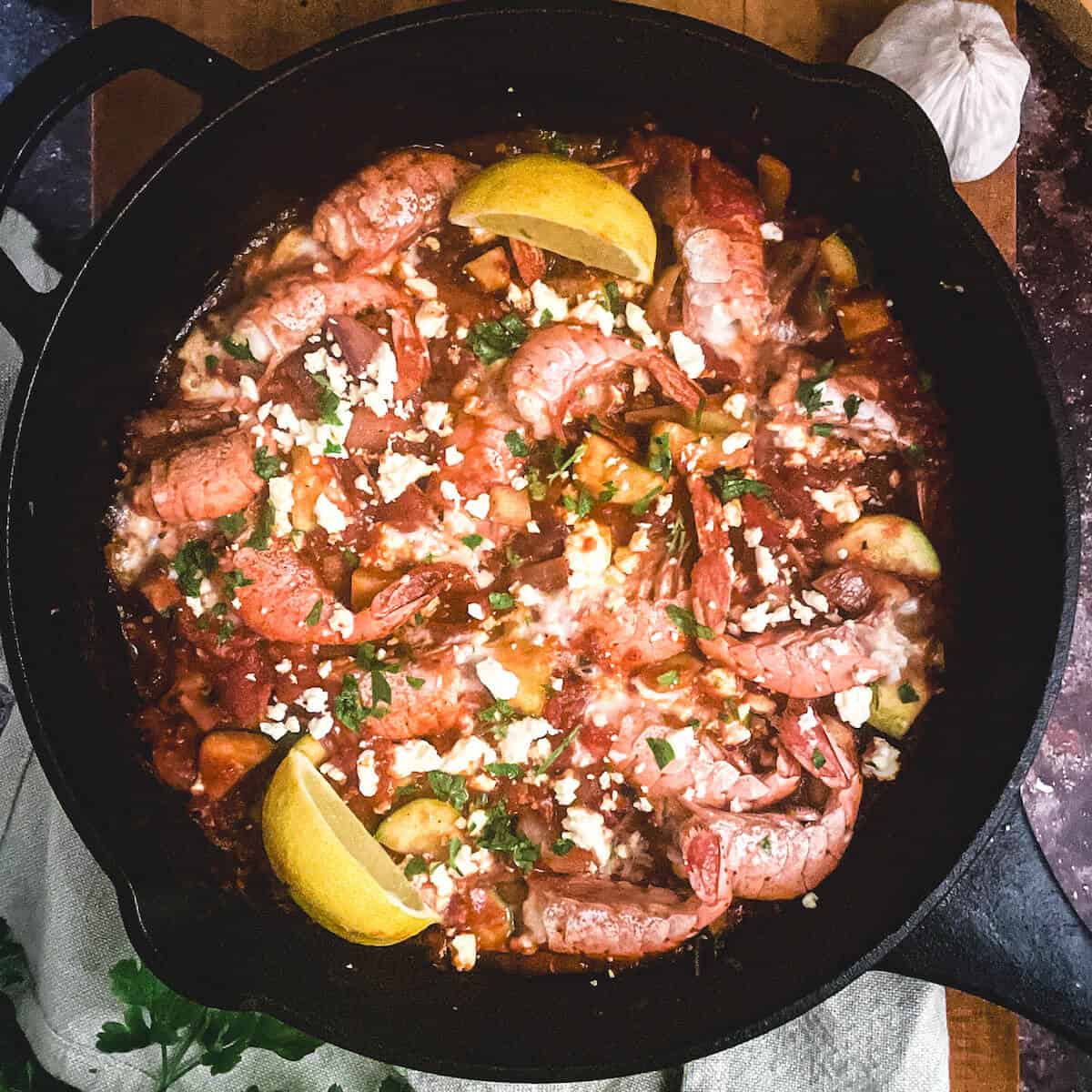 baked mediterranean spot prawns